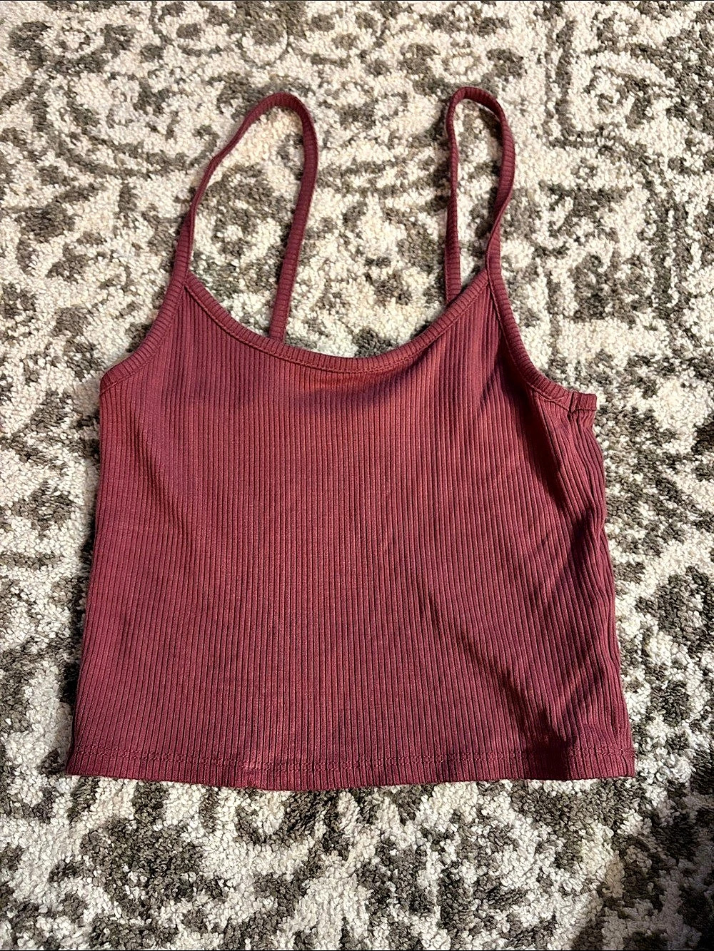 American Eagle Ribbed Crop Cami Burgundy XS